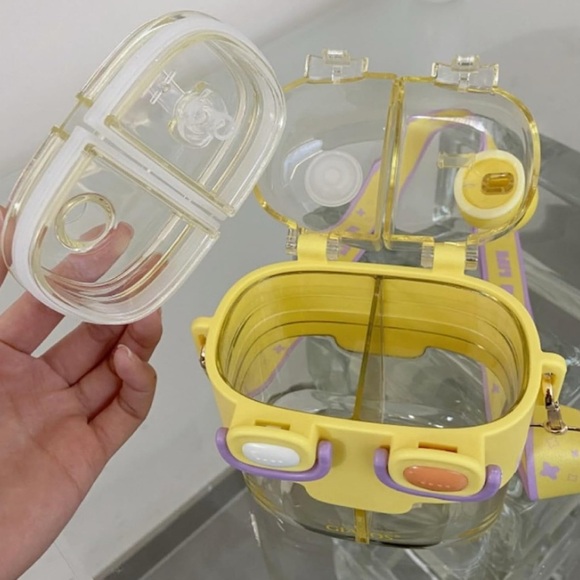 Cute Yellow Leak proof Double Water Bottle with Bunny Design - Picture 3 of 4